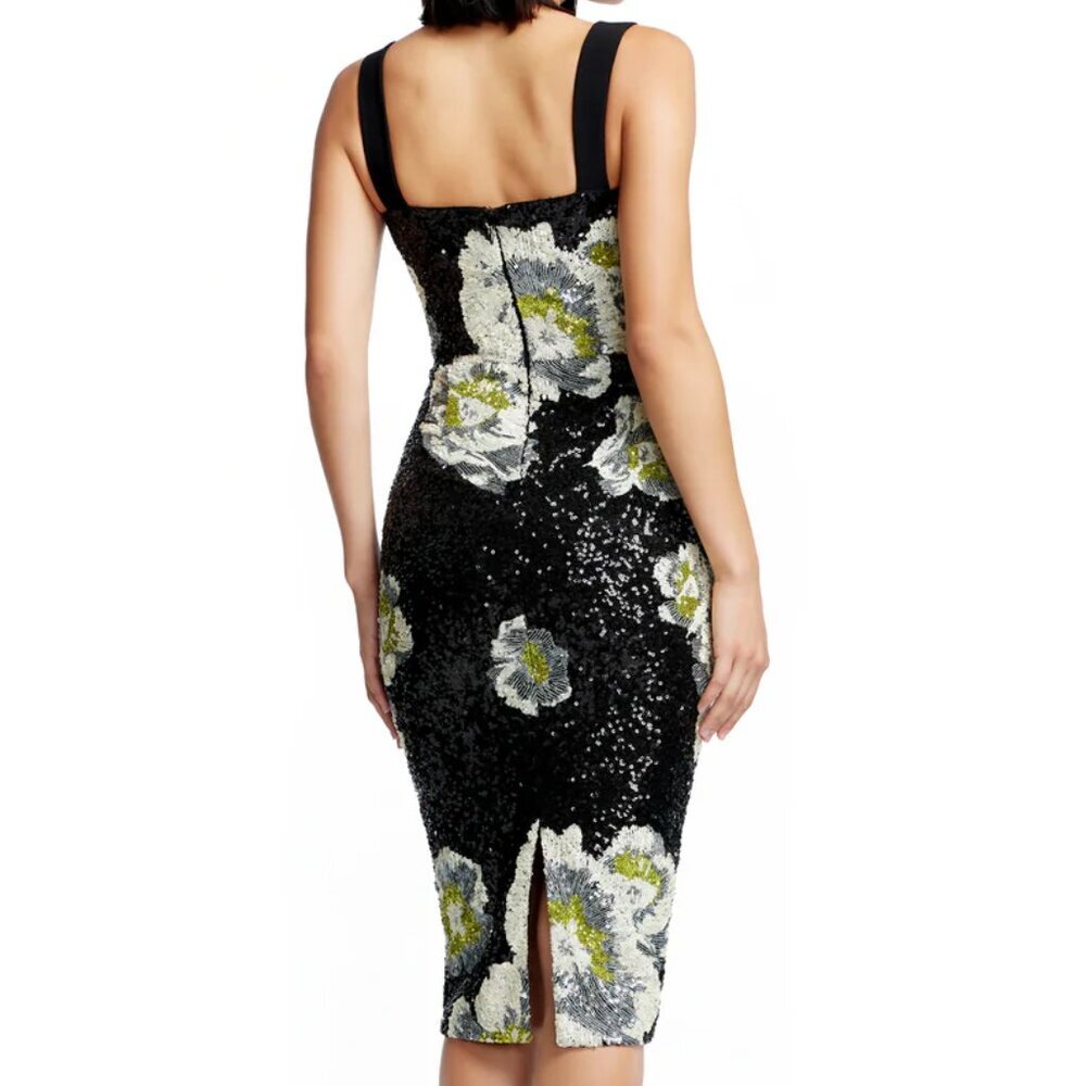 Dress the Population Nicole Black Sequin Floral Print Dress. Sz: S - Picture 3 of 13